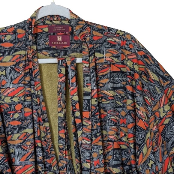 Vintage Nordstrom 100% cotton robe OSFM kimono art to wear geometric mod men's - Picture 11 of 12